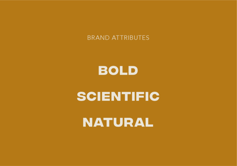 Brand Attributes including Bold, Scientific, Natural