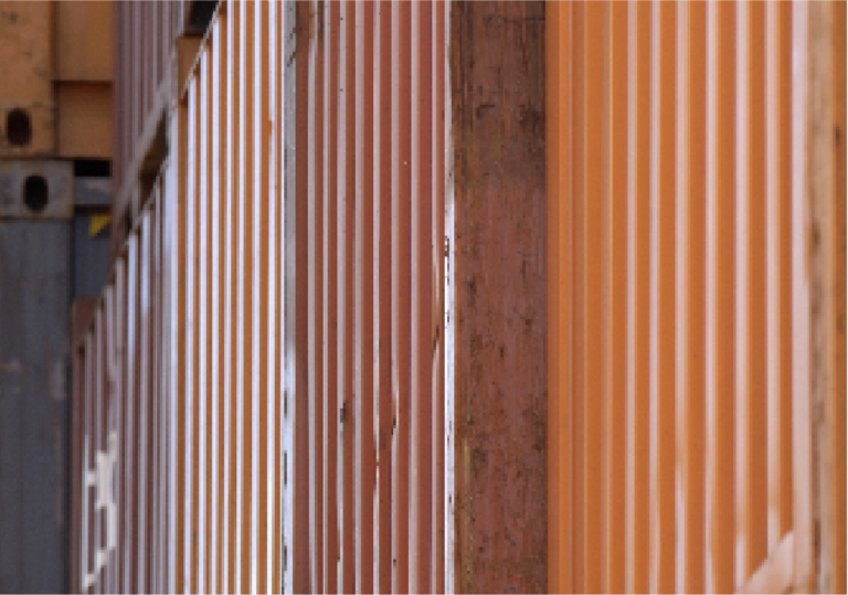 Closeup of a shipping container