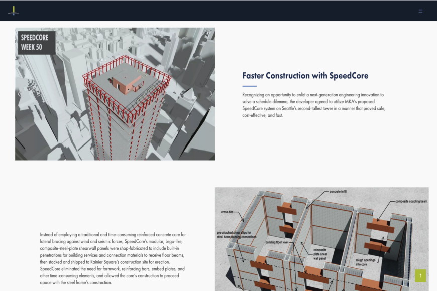 MKA Website showing project details and diagrams