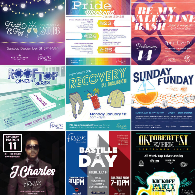 Collage of various poster designs created for the project